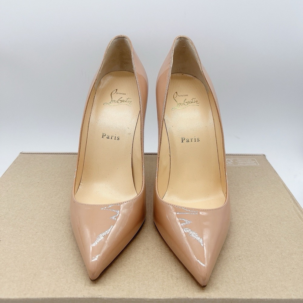 Christian Louboutin Pigalle 100 Women's Heels Pumps Nude Patent Leather EU 38.5 - Picture 5 of 13